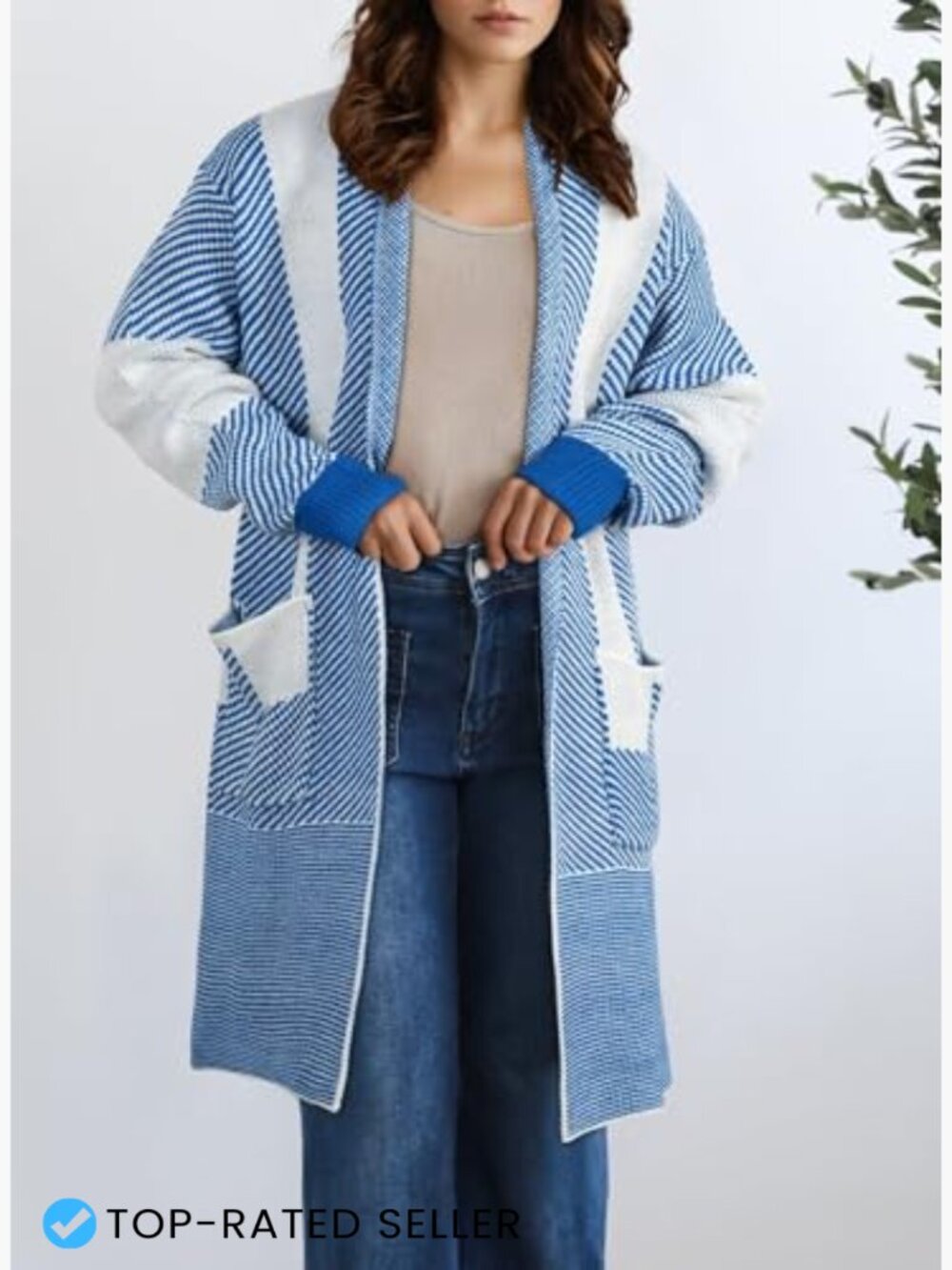 Long Oversized Cardigan Sweater Cozy Knit Open Front Fall Winter Layering - Picture 6 of 7